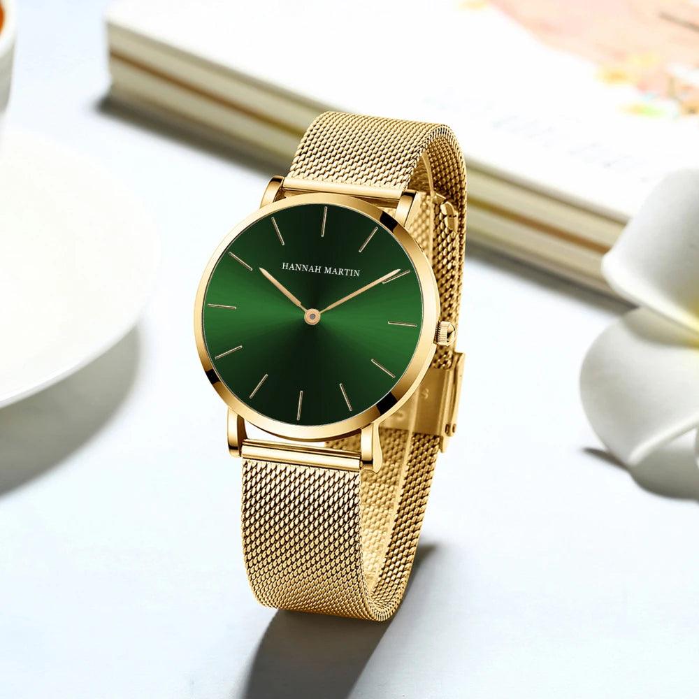 New Simple Elegant Rose Gold Tone Stainless Steel Women Bracelet Watch - Quartz Movement Steel Mesh Watches