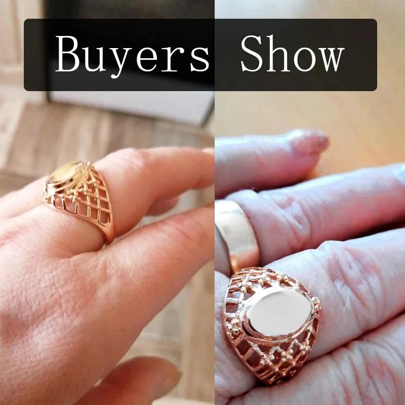 Marvelous Classic Simple Weaving Glossy 14K Filled Rose Gold Big Rings for Women  Ethnic Wedding Jewellery