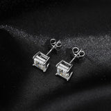 Excellent Asscher Princess Cut 1CT Square Shape Moissanite Diamonds Stud Earrings for Women/Men - Fine Jewellery - The Jewellery Supermarket