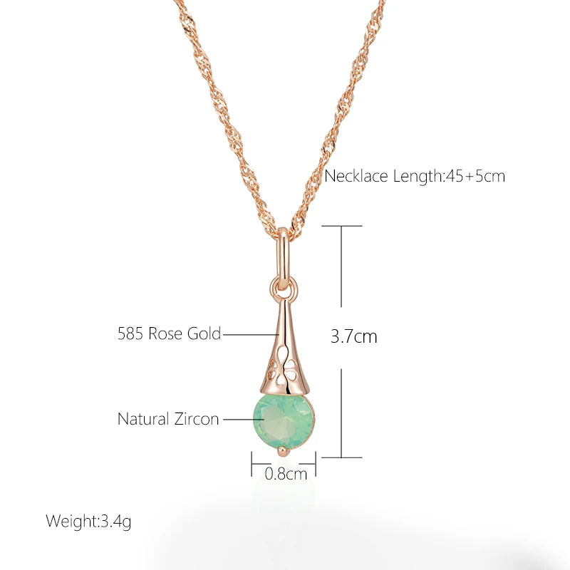 Amazing 14K Filled Rose Gold Shiny Green AAA Zircon Luxury Pendant Necklace For Women - Fine Jewellery