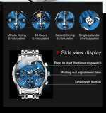 PLAYBOY Fashion Luxury Multifunction Original Waterproof Stainless Steel High Quality Quartz Watch for Men