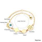 Blue Evil Eye CZ Charm Bracelets - Gold Colour Stainless Steel Drop Water Double Layer Cuban Link Jewellery - The Jewellery Supermarket