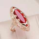 Awesome Horse Eye Design Filled 14K Rose Gold AAA Zircon Crystal Unique Ethnic Rings for Women Daily Fine Jewellery