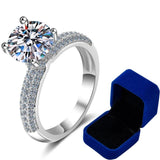 Amazing 100% Real Moissanite With Pave Band 2CT 925 Sterling Silver Diamond  Engagement Wedding Dream Bridal Rings