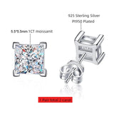 Brilliant Princess Cut 1 CT D Colour VVS1 Moissanite Diamonds Stud Earrings For Women Sterling Silver Fine Jewellery - The Jewellery Supermarket