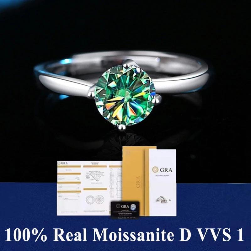 Awesome 100% Real Moissanite Ring  D Colour VVS1 Adjustable Size S925 Silver GRA Certificate Wedding Rings for Women