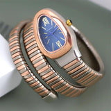 Latest Fashion Snake Design Luxury Gold Colour Stainless Steel Quartz Watches for Women Waterproof Elegant Jewellery
