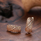 Fashion Ethnic Design 14K Rolled Rose Gold Full Hollow Texture Drop Earrings - Simple Party Daily  Jewellery