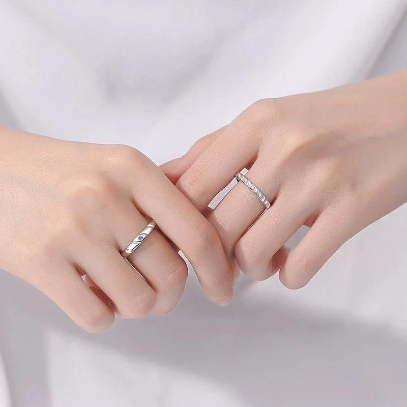 Luxury Moissanite Diamonds Couple Wedding Rings - 925 Sterling Silver Fashion Simple Fine Jewellery