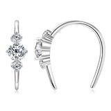 Elegant U shaped 3 Stone D Colour 0.72CT Moissanite Diamonds Hoop Earrings for Women Silver Wedding Fine Jewellery - The Jewellery Supermarket