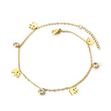 Dainty Gold Colour Stainless Steel Charm Bracelets - Crystal Evil Eyes Tree of Life Hamsa Hand Elephant Chain - The Jewellery Supermarket