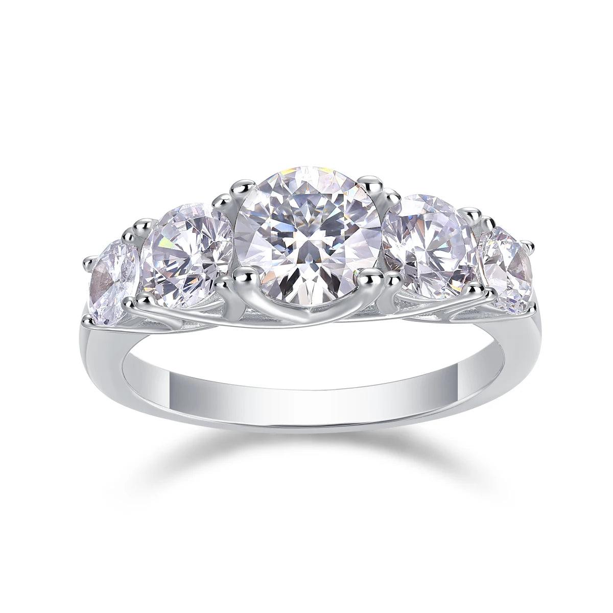 Elegant Jewellery Three Stone Moissanite Diamonds 18KGP Silver Engagement Wedding Ladies Rings with GRA Certificate