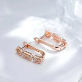 Charming Personality Chain Design Inlay with AAA White Zircon Diamonds 14K Rolled Rose Gold Earrings for Women