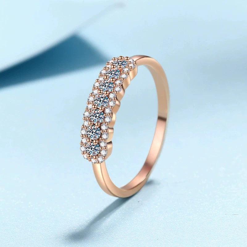 Champagne and White Colour Full Moissanite Diamonds Rings for Women 925 Sterling Silver Wedding Engagement Jewellery