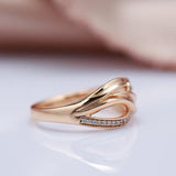New Unique Creative Rolled 14K Rose Gold Micro-wax Inlay AAA Zircon Diamond Geometry Cross Rings - Modern Jewelry