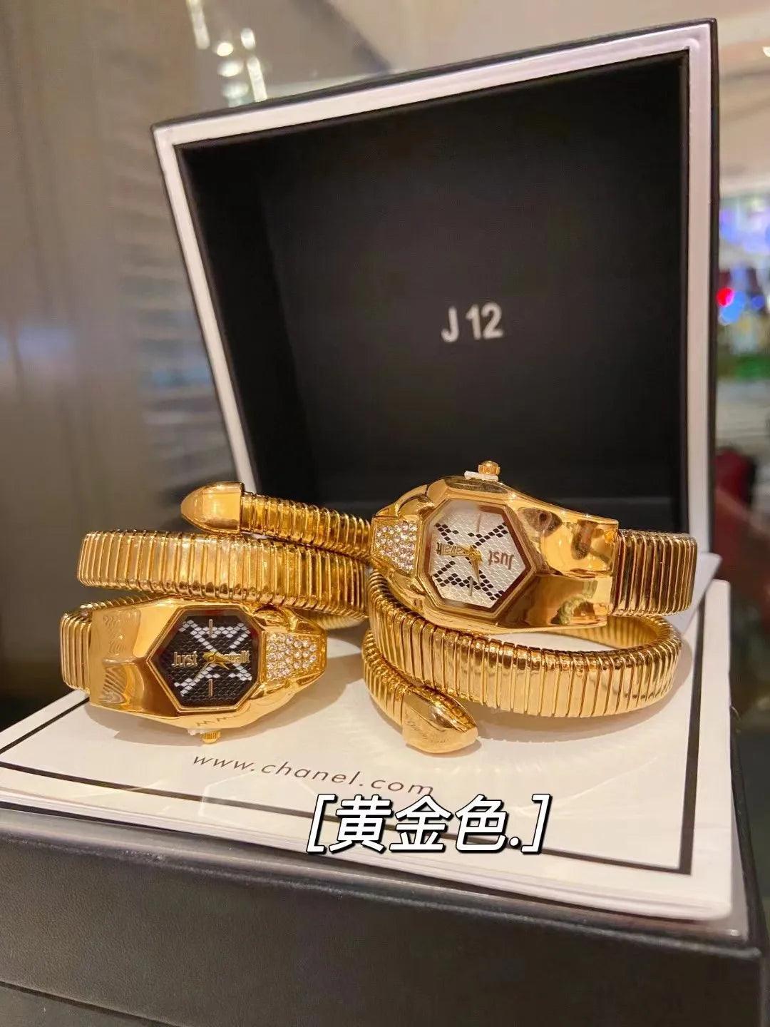 Cavalli Brand Fashion Snake Head Casual High-end Steel Quartz Zircon Diamonds Snake Shape Ladies Watches