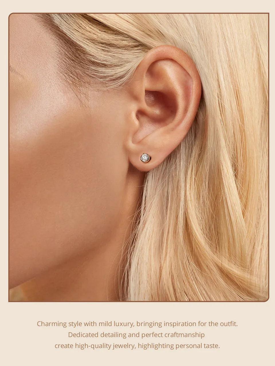 Lovely Round 0.1 CT Moissanite Diamonds Stud Earrings For Women - Sterling Silver Original Moissanite Fine Jewellery - The Jewellery Supermarket