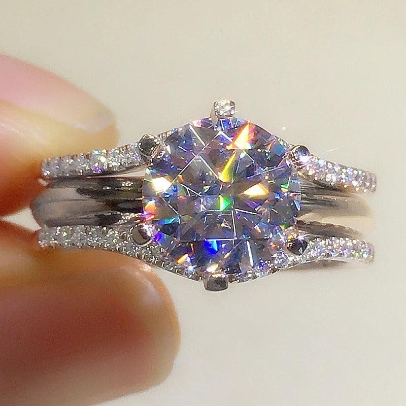 18K Gold Plated 1-3.0 Carat Moissanite Diamonds Bridal Ring Set -  925 Silver Engagement Wedding Rings Fine Jewellery - The Jewellery Supermarket