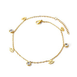 Dainty Gold Colour Stainless Steel Charm Bracelets - Crystal Evil Eyes Tree of Life Hamsa Hand Elephant Chain - The Jewellery Supermarket