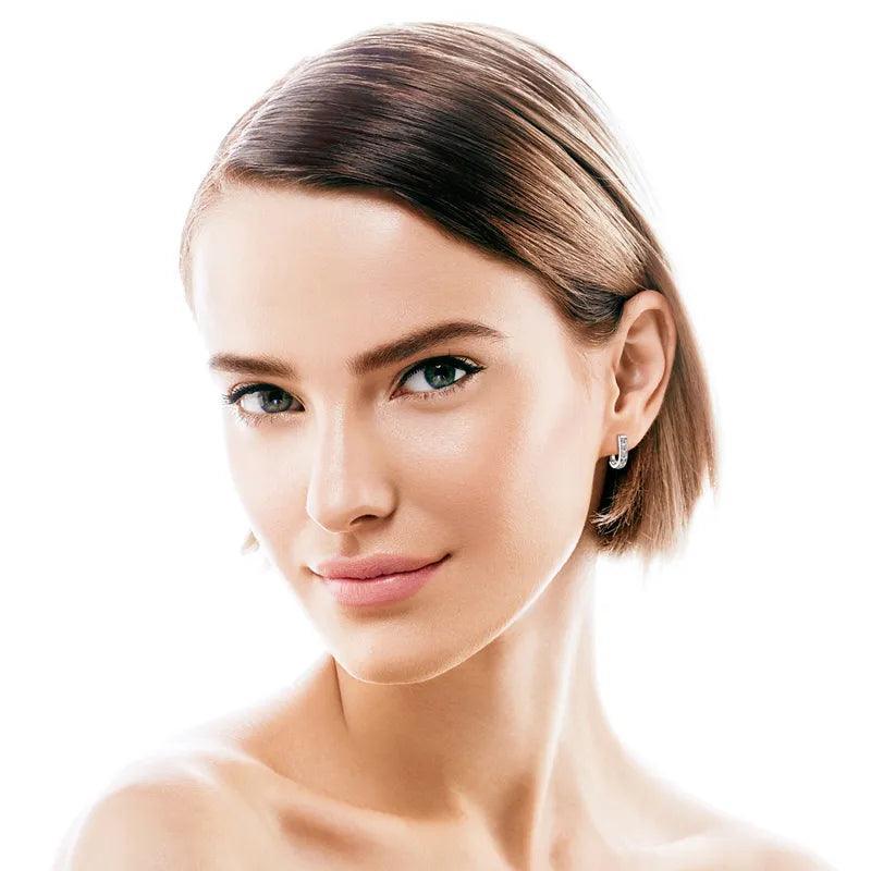 Superb 14KGP 3mm D VVS1 Moissanite Diamonds U-shaped Hoops Geometric Earrings, Silver Engagement Fine Jewellery - The Jewellery Supermarket