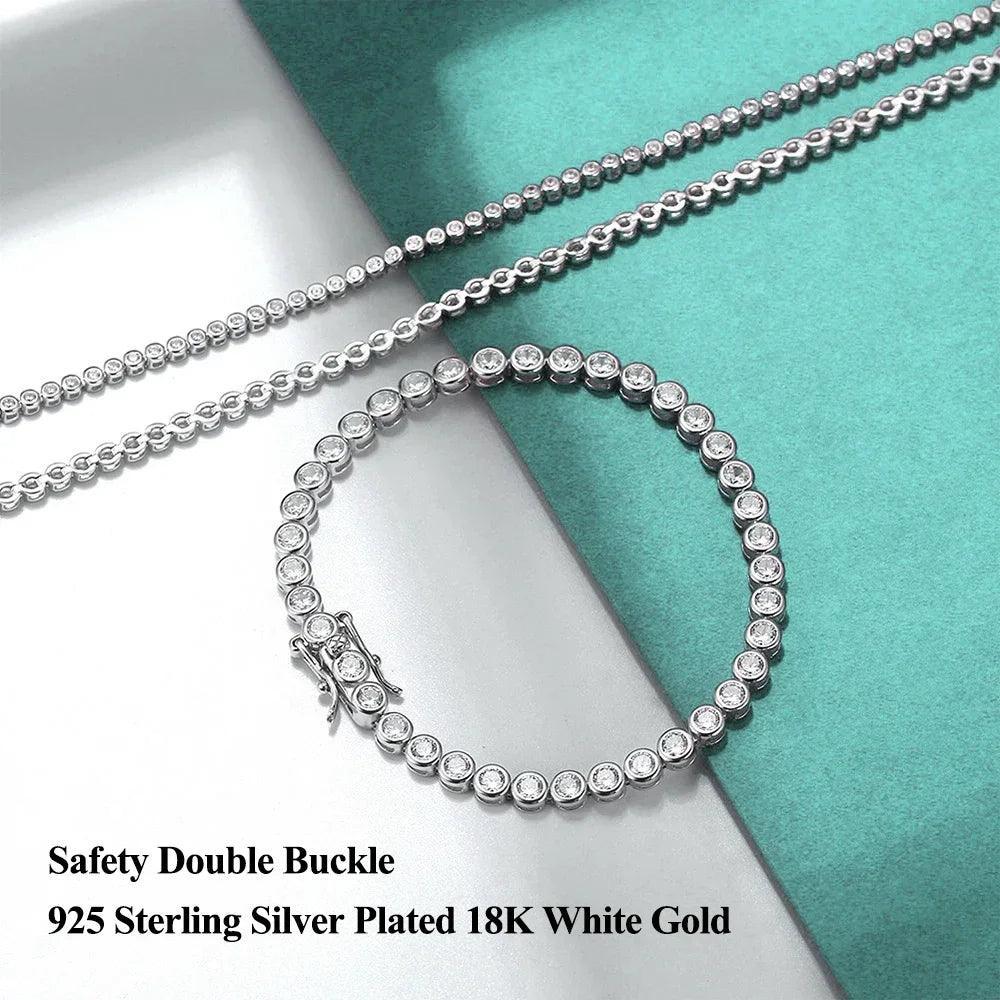 Charming 18K WGP Moissanite Diamonds Tennis Bracelets for Women Men - Silver Original Certified Bracelets - The Jewellery Supermarket