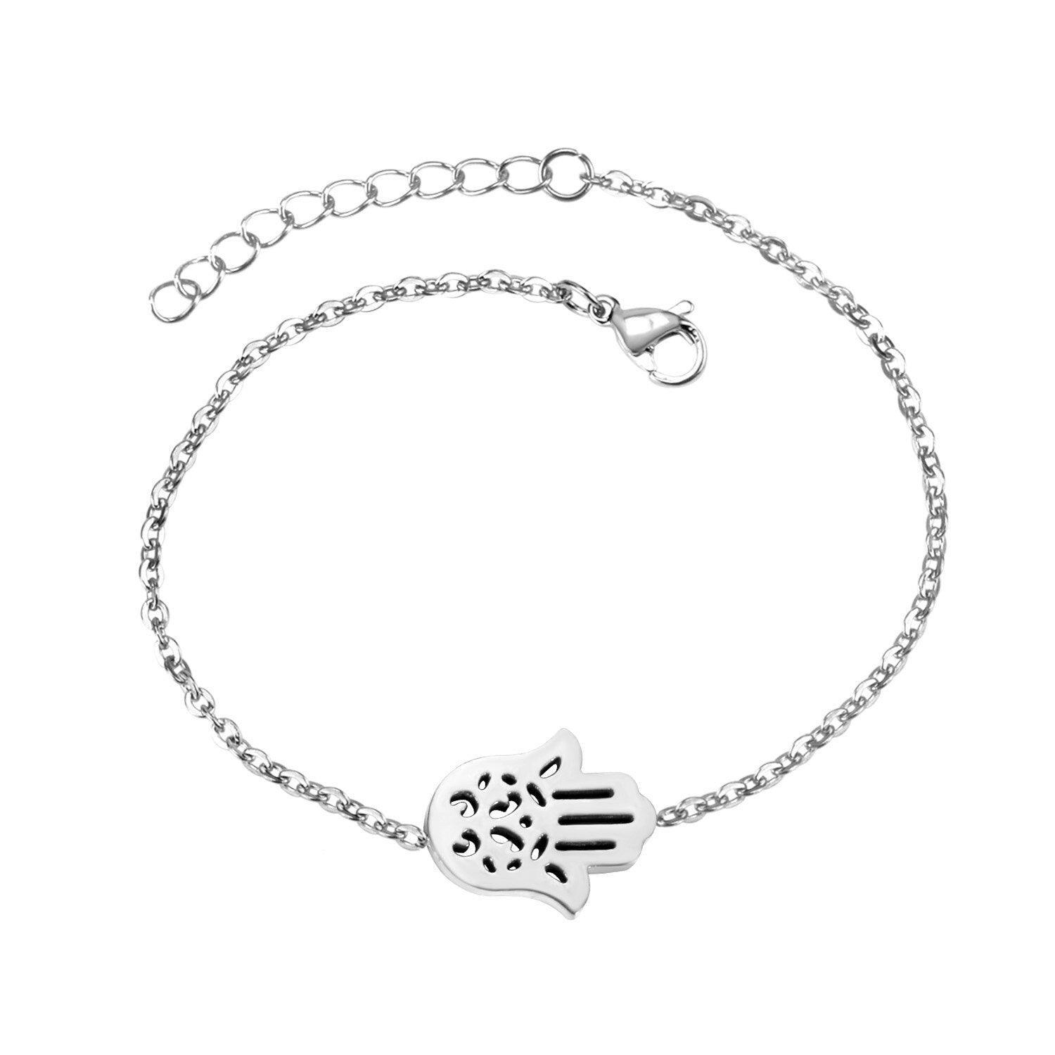 Simple Trendy Charm Bracelets for Women - Stainless Steel Infinity 8 Snowflake Hamsa Hand Tiny Chain Jewellery - The Jewellery Supermarket