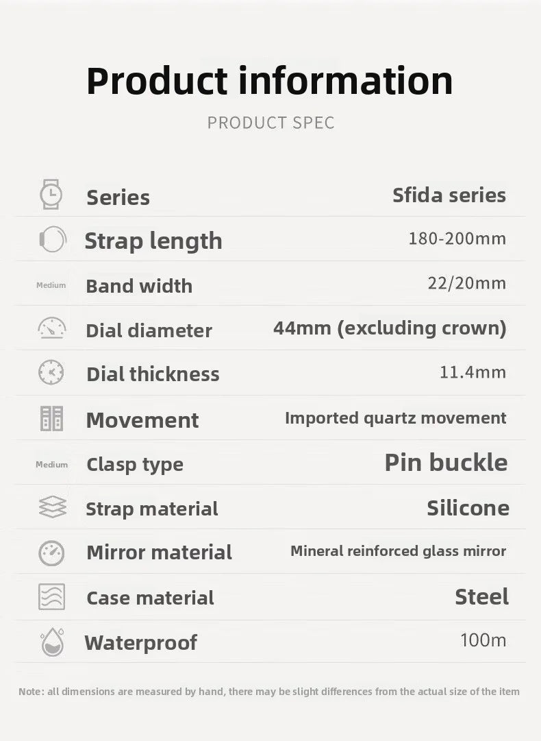 Amazing Gold Maserati Men's Watch Sports Leisure Luxury Europe and America Large Dial Black Silicone StrWatch.