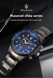 Original Luxury Maserati Men's Watch SFIDA Challenge Series Luxury Business Trendy Black Gold Steel Belt Watch