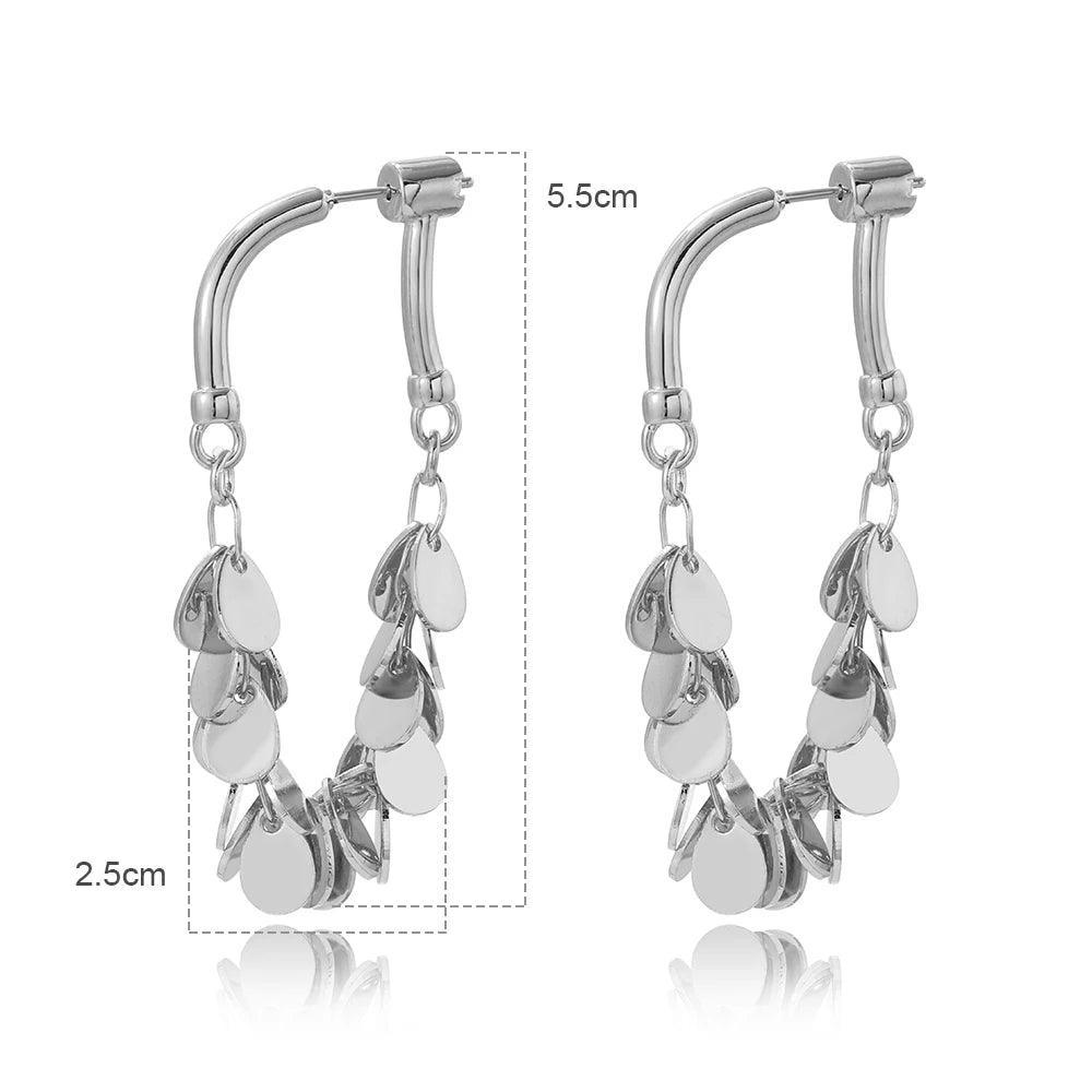 Fashion Statement Long Gold Plated Bling Tassel Earrings For Women and Girls - Stainless Steel Daily Fashion Jewellery - The Jewellery Supermarket