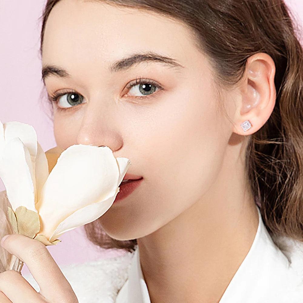 Excellent Asscher Princess Cut 1CT Square Shape Moissanite Diamonds Stud Earrings for Women/Men - Fine Jewellery - The Jewellery Supermarket