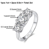 Splendid 3-stone S925 Sterling Silver with 14CGP Moissanite Diamonds Rings Engagement Wedding Promise Jewellery