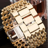 Fashion Light luxury Square CZ Diamonds Quartz Watches - Gold Colour Stainless Steel Bracelet - The Jewellery Supermarket