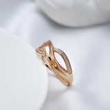 New Unique Creative Rolled 14K Rose Gold Micro-wax Inlay AAA Zircon Diamond Geometry Cross Rings - Modern Jewelry