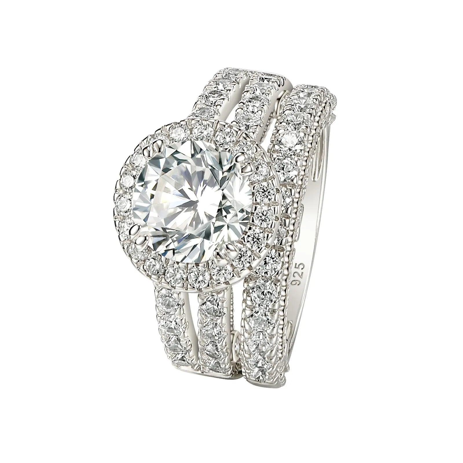 Amazing Marquise or Emerald Cut AAAAA Quality High Carbon Lab Created Diamond Luxury Ring Sets for Women - The Jewellery Supermarket
