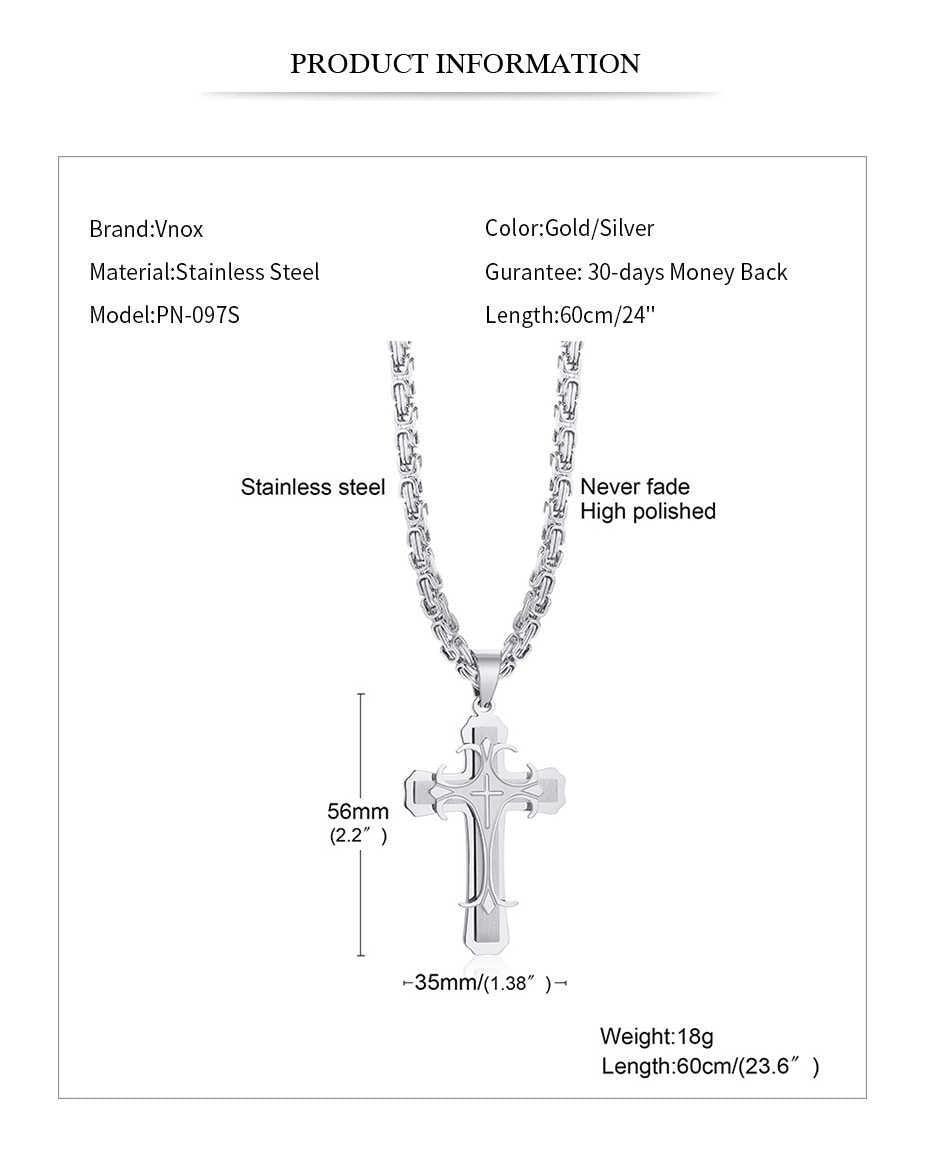 Amazing Cross Necklace For Men - Byzantine Gold Colour Stainless Steel Chain Catholic Crucifix Pendant - The Jewellery Supermarket