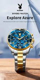 PLAYBOY Popular Original Stainless Steel Waterproof Quartz Multifunction Casual Fashion Trend Mens Watches