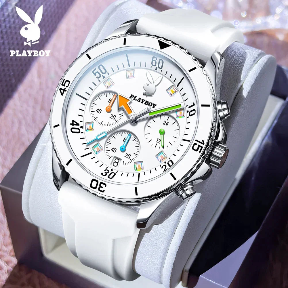 Stunning Top Brand Fashion Trend Elegant Original Silicone Strap Waterproof  Multifunction Quartz Wrist Watches