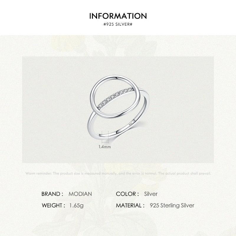 Genuine Silver Round Ring - Dazzling Clear AAAA Simulated Diamonds Simple Geometric Design Fine Jewellery - The Jewellery Supermarket