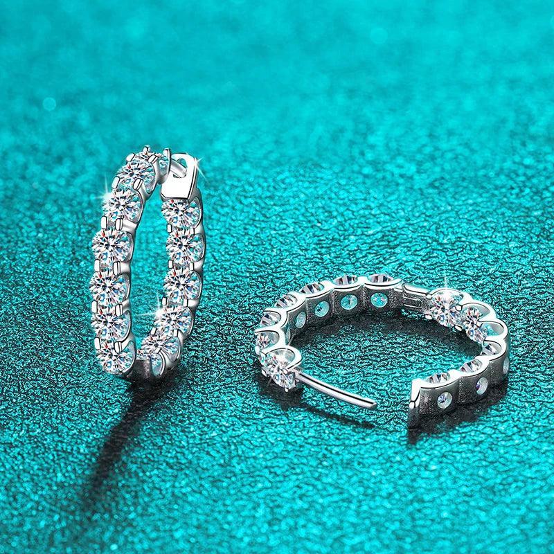 18KGP Total 2.6CT Full Moissanite Diamonds Hoop Earring for Women - Sparkling Silver Earrings for All Occasions - The Jewellery Supermarket