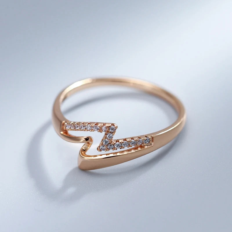 Luxury Double Layer Glossy Metal 14K Rolled Rose Gold AAA Zircon Diamonds Ring - Fine Personality  Jewellery