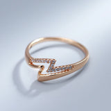 Luxury Double Layer Glossy Metal 14K Rolled Rose Gold AAA Zircon Diamonds Ring - Fine Personality  Jewellery