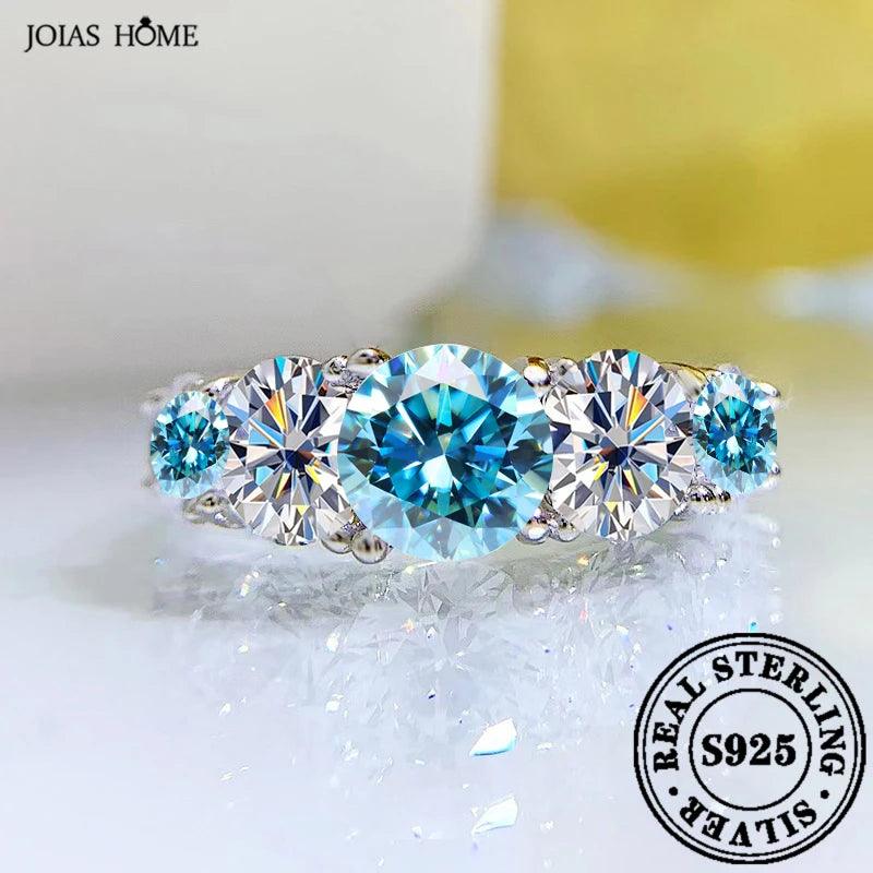 Remarkable 3.6CT Round Cut 5 Sparkling Moissanite Diamonds Silver Women's Engagement Wedding Ring Luxury Jewellery