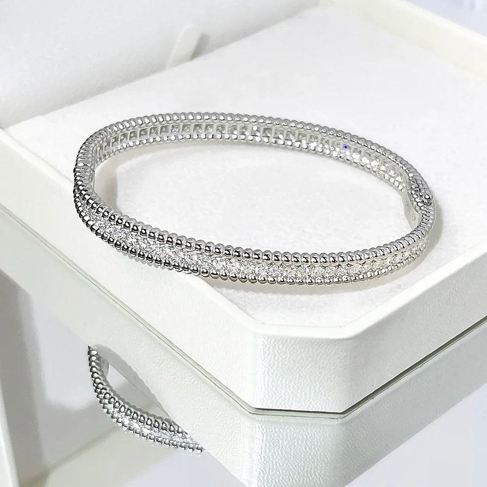 Luxury 18KGP D Color VVS1 Full 2mm Moissanite Diamonds Tennis Bangle Bracelets For Women, Silver Diamond Bracelets - The Jewellery Supermarket