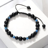 Blue Evil Eye Beaded Charm Bracelets - Natural Cat Eye Stone Opal Adjustable Lucky Yoga Jewellery - The Jewellery Supermarket