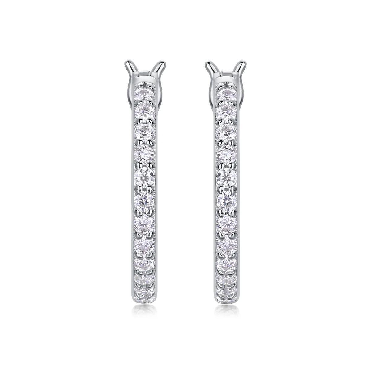 Excellent 18KGP D Colour VVS1 Moissanite Diamonds Hoop Earrings, Sparkling Silver Wedding Fine Jewellery - The Jewellery Supermarket