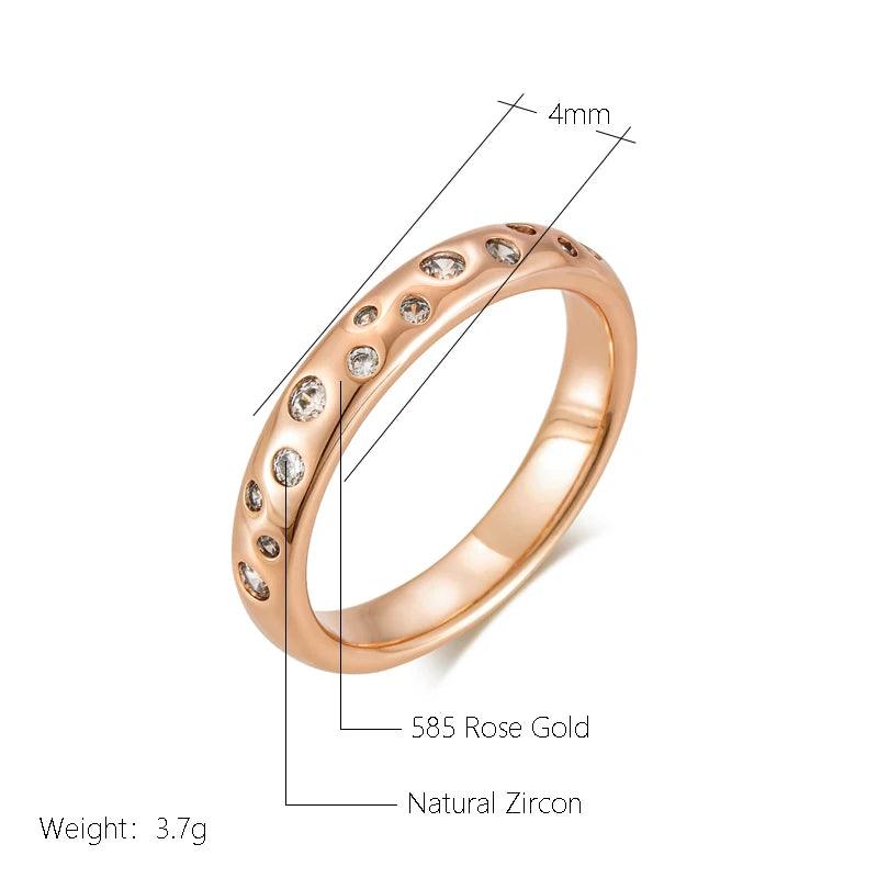 New Luxury Full Circle 14K Rolled Rose Gold Fashion AAA Zircon Diamonds Ring For Women, High Quality Daily Jewellery