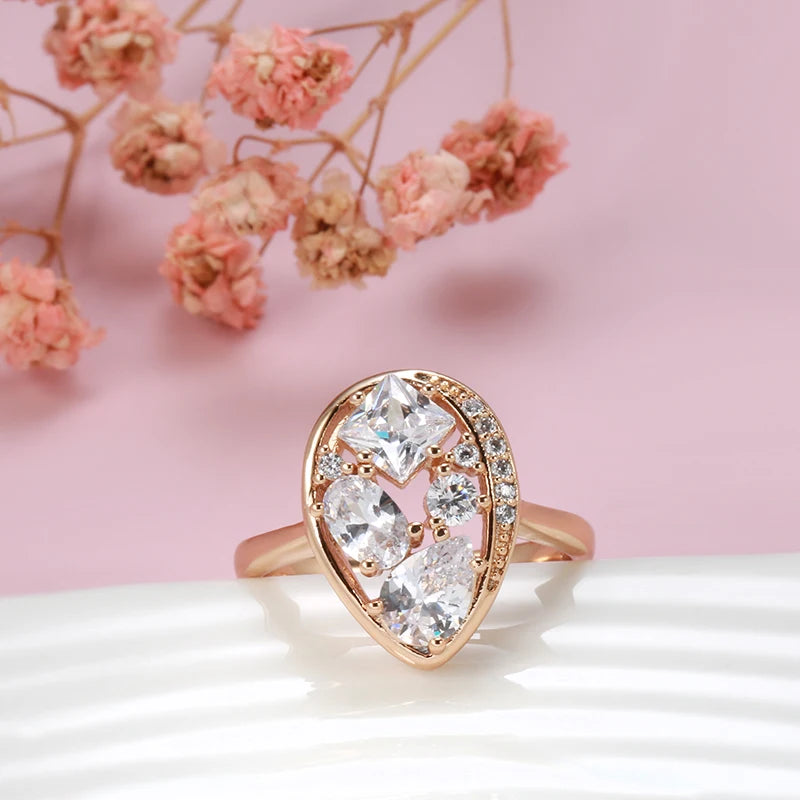 Fashion Unique Filled 14K Rose Gold AAA Zircon Diamonds Daily Fine Jewellery Gifts for Women