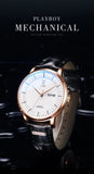 PLAYBOY Casual Simple Automatic Mechanical Men's Watches Original Waterproof Calendar High Quality Watch for Men