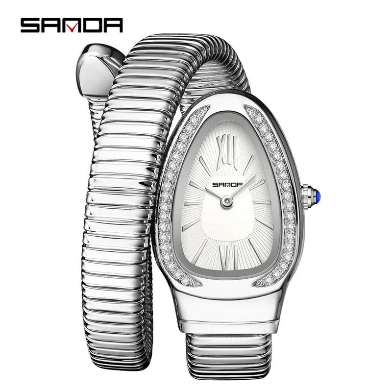 New Arrival High-End Snake Shaped Zircon Diamonds Inlaid Women's Retro Lightweight Luxury Quartz Watches