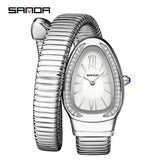 New Arrival High-End Snake Shaped Zircon Diamonds Inlaid Women's Retro Lightweight Luxury Quartz Watches